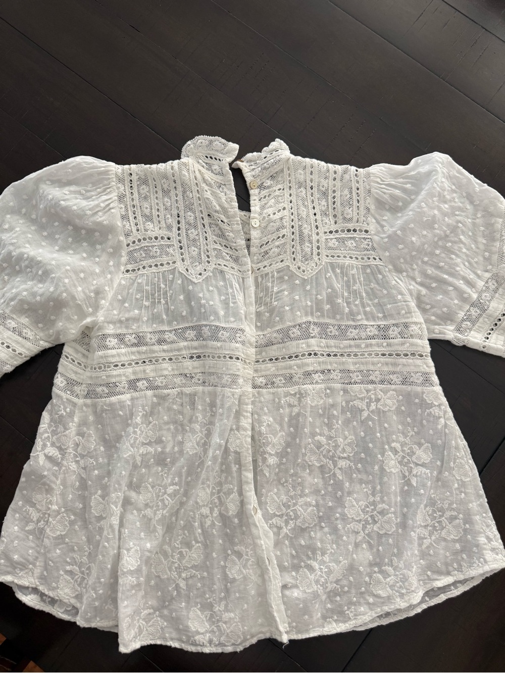 Love Shack Fancy Shelly Victorian Lace Blouse in White XS 🤍